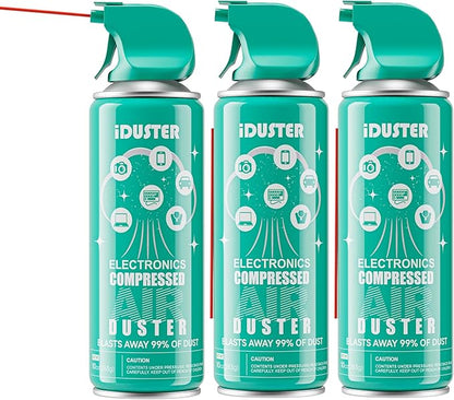 iDuster Keyboard Cleaner Air Spray - Canned Air for PS5, Computer, PC, Keyboard, Electronics, 3PCS(10oz)
