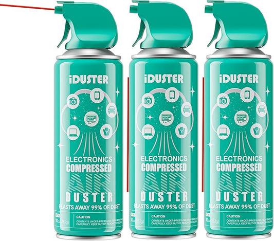iDuster Keyboard Cleaner Air Spray - Canned Air for PS5, Computer, PC, Keyboard, Electronics, 3PCS(10oz)
