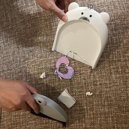 Small Broom and Dustpan Set Mini Hand Broom and Brush Set Handheld Broom and Dust Pan Set - Cute Bear Design, Compact Cleaning Tool for Desktop Countertop Table Windowsill Home Kitchen