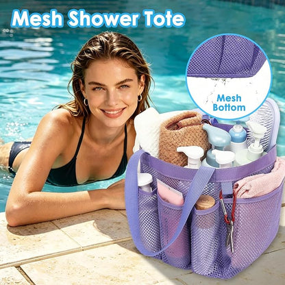 Fammart Mesh Shower Caddy Portable for College Dorm Room Essentials, 8-Pocket Large Shower Basket Tote Bag with 2 Handles for Toiletry, Bathroom, Beach, Camp, Gym