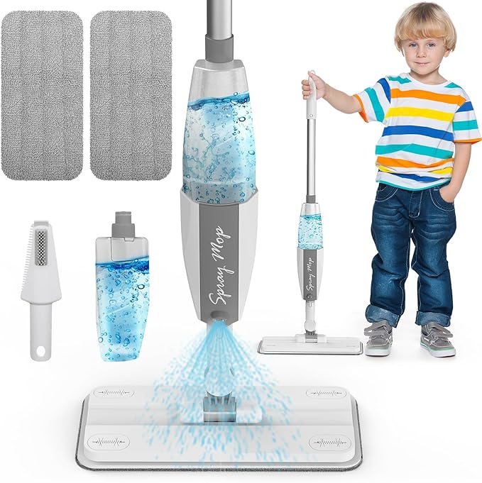 Toddler Mop that Really Works - Kids Spray Mop - Mini Size Cleaning Toy Set, Interactive Pretend Play Montessori Toys Gift for Toddlers Boys Girls Ages 3-6