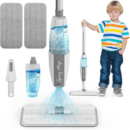 Toddler Mop that Really Works - Kids Spray Mop - Mini Size Cleaning Toy Set, Interactive Pretend Play Montessori Toys Gift for Toddlers Boys Girls Ages 3-6
