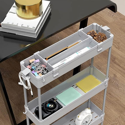SPACELEAD 2-piece Set Slim Storage Cart 3 Tier,Bathroom Organizer Rolling Utility,Mobile Shelving Unit Slide Out for Office, Kitchen, Laundry Room & Narrow Places