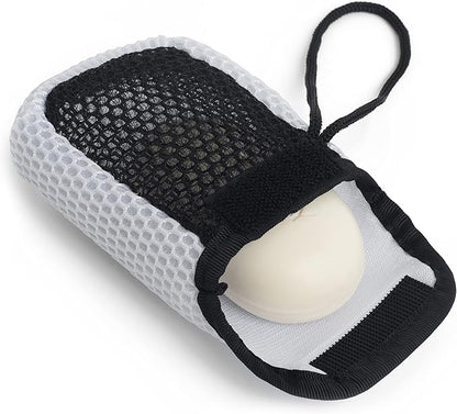 MainBasics Exfoliating Bar Soap Pouch Dual-Sided Body Scrubber - Fits Standard Size Soap Bars, White