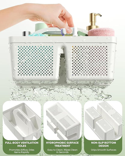 4 PCS Large Portable Shower Caddy with Handle, Plastic Cleaning Caddy, Shower Basket for Bathroom, College, Dorm Room Essentials, Multi-scenario Organizer Storage Tote