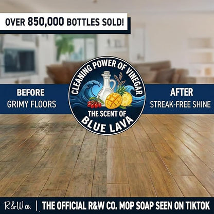 R&W CO. Original 32 oz Premium Mop Soap Blue Lava Scented, Gentle Floor Cleaner for all Surfaces, Non-Toxic, Pet and Skin Safe Formula, Streak-Free Shine