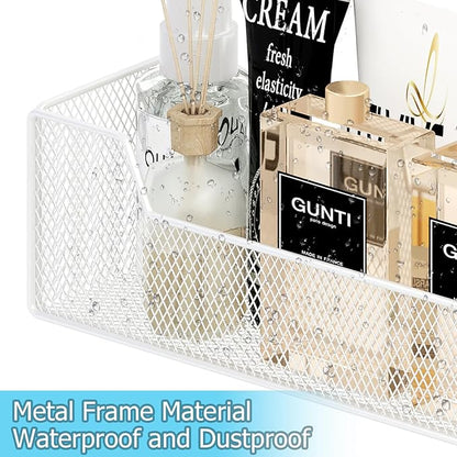 Hongtamoya Over The Door Organizer, Metal Hanging Door Organizer with 6 Adjustable Baskets and 5 Hooks, Behind The Door Storage for Closet Pantry Cabinet Kitchen Bathroom Bedroom, White