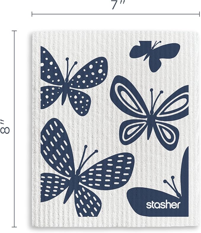 Stasher Swedish Dishcloths for Kitchen, 3-Pack Reusable Dish Cloths, Super Absorbent, Soft, Washable, Biodegradable, Paper Towel Alternative, Quick Drying, Dishwasher Safe, Animal Print, 7" x 8"
