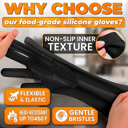 Dog Hair Removal Products – Cat & Dog Shampoo Gloves with 3000 Soft Bristles, 2-in-1 Dog Bath Gloves 11.6", Durable Silicone, Saves Shampoo | Massage, Grooming & Clean Wet or Dry, Every Breed (Black)