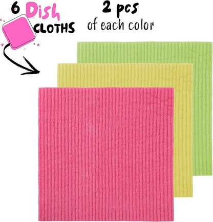 Mr. Pen Dish Cloths, 6 pcs, Reusable Paper Towels, Absorbent Kitchen Towels, Dishcloths for Kitchen, Cellulose and Cotton