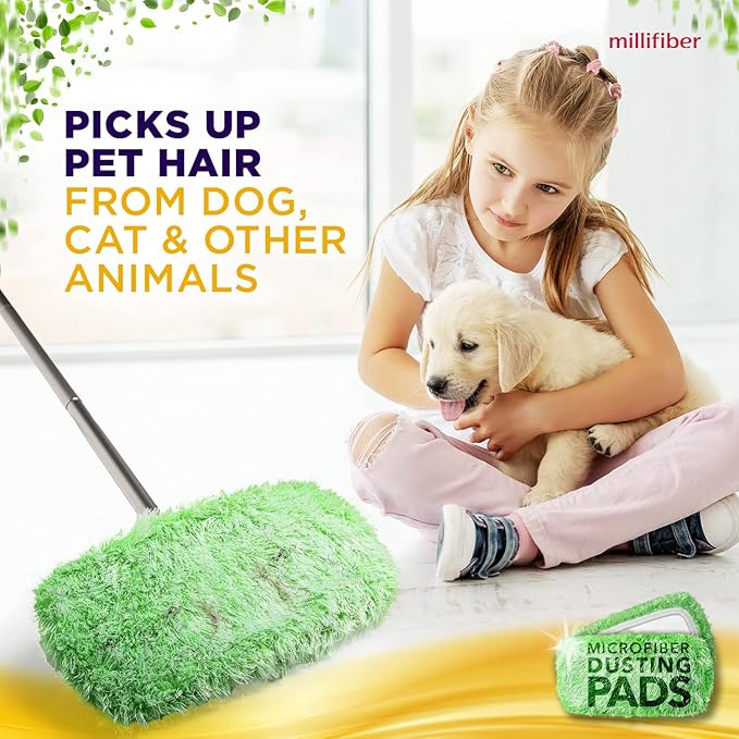 Millifiber Heavy Duty Duster Refills for Swiffer Sweeper Mop (2 Pack) - Reusable Dry Sweeping Pads (Mop is Not Included)