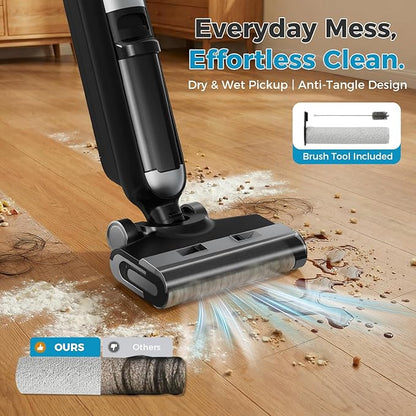 Wet Dry Vacuum Cleaner, Cordless Floor Washer, Vacuum and Mop All in One with Auto Self-Cleaning, Dual Water Tank & Tangle-Free Brush Design, Dual-Edge Cleaning, Up to 35-Minute Runtime