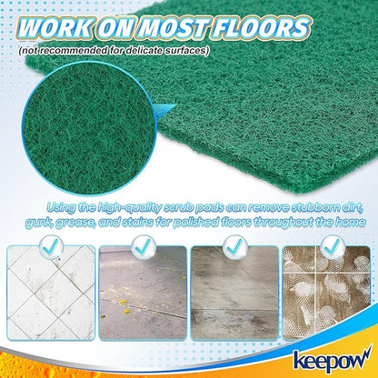 KEEPOW 6 Pack Scrub Mop Pads Replacement Compatible with Libman Freedom Spray Mop, Mop Scrubber Attachment for Floor Cleaning, Fit for Rubbermaid and Turbo & Other 18 Inch Microfiber Mops