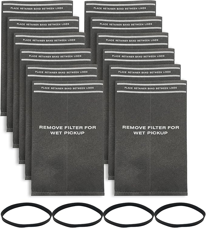 12 Pack 9-38737 Dust Cloth Filter Bag Wet Dry Vacuum Bags for Craftsman 2 to 2.5 Gallon Shop Vacuums and Powerhead Bucket Vac, 12 Shop Vacuum Bags With 4 Retaining Bands