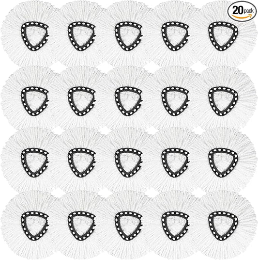 20 Pack Spin Mop Replacement Heads, 100% Microfiber Mop Refill for Easy Wring Compatible with Triangle Spin Mop, 360 Degree Spinning Replace Head for Floor Cleaning