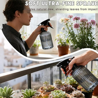 Glass Handheld Spray Bottle, 13.5oz Refillable Plant Mister Bottle 2 Pack, Water Spray Bottle with Adjustable Mist Nozzle for Outdoor Gardening, Indoor Flowers, Cleaning, Hair & Pets Care (Grey)