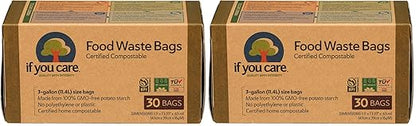 If You Care Compostable Trash Bags for Food Scraps, Kitchen Waste, Garbage – 30 Count, 3 Gallon – Certified Compostable, Non Plastic, Disposable (Pack of 2)