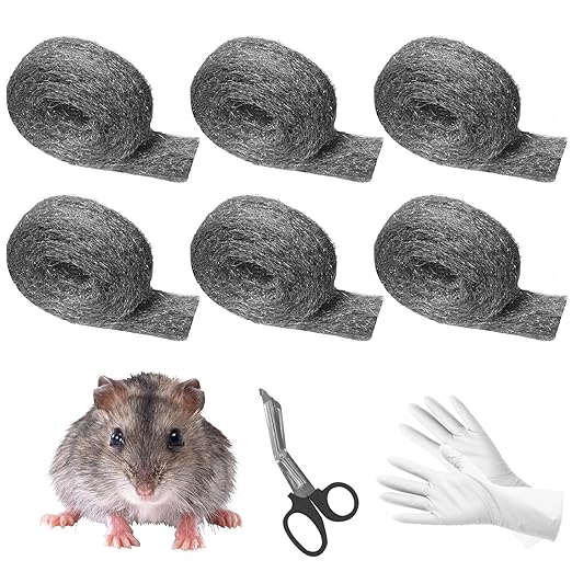Steel Wool for Mice Control, 98.4ft Steel Wool 000 Garage Door Rodent Guard 1.97" x 98.4ft Rodent Control Fill Fabric Stainless Steel Wool for Wall Cracks, Holes, Vents in Garden/Garage/House