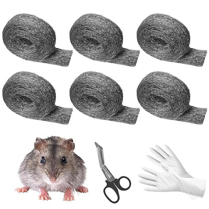 Steel Wool for Mice Control, 98.4ft Steel Wool 000 Garage Door Rodent Guard 1.97" x 98.4ft Rodent Control Fill Fabric Stainless Steel Wool for Wall Cracks, Holes, Vents in Garden/Garage/House