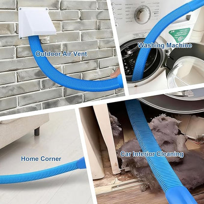 Upgraded Dryer Vent Cleaner Kit: Dryer Lint Vac Attachment, Universal Vacuum Hose Attachment Tool for Lint Removal (Blue Black)