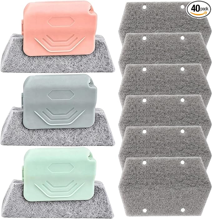 Magic Window Track Cleaner, Window Track Cleaning Tools with Extra Replacement Pads, Multi-Purpose Window Sill Cleaner Tool for Hard-to-Reach Areas and Tight Spaces
