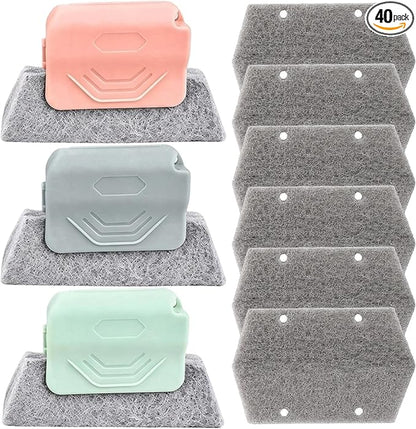 Magic Window Track Cleaner, Window Track Cleaning Tools with Extra Replacement Pads, Multi-Purpose Window Sill Cleaner Tool for Hard-to-Reach Areas and Tight Spaces