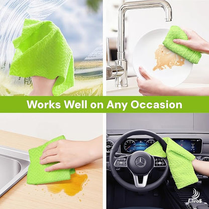 LIVOS Microfiber Cleaning Cloth Roll - 100 Pack, Reusable Paper Towels, Microfiber Towels for Car, Super Absorbent Cleaning Rags for House,Kitchen,Window-Green, 11.5"x11.5"|Lightweight, Quickly Dry