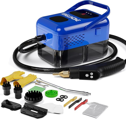 KINETIHOMEHigh-pressure steam cleaner, household steam cleaner for handheld use, convenient to carry, suitable for cleaning kitchen fumes, sofas, small air conditioners, etc. (blue)