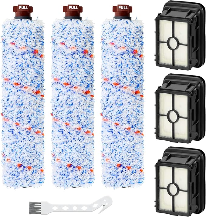 Cross Wave Replacement for Bissell CrossWave Pet Pro 1785 2306 Series Vacuum Cleaner, 3 Pack 1868 Multi-Surface Brush Rolls + 3 Pack 1866 Vacuum Filters, Compare to Part 1608684, 1608683, 160-8683