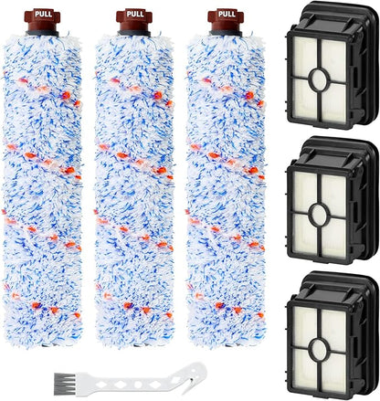 Cross Wave Replacement for Bissell CrossWave Pet Pro 1785 2306 Series Vacuum Cleaner, 3 Pack 1868 Multi-Surface Brush Rolls + 3 Pack 1866 Vacuum Filters, Compare to Part 1608684, 1608683, 160-8683