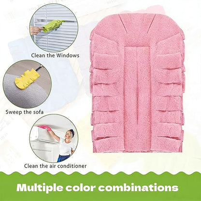 7-Piece Set of Reusable Dusting Brush Refills, Washable Microfiber Dusting Pads, Suitable for Home, Blinds, Cars, Pets, Furniture, Fans, etc. (Assorted Colors, Includes Handle)