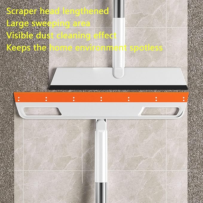 Rubber Air Broom Multifunction Silicone Floor Squeegee, Air Broom for Floor with 56" Long Handle, 4-in-1 Rubber Sweeper for Dirt, Liquids, Pet Hair, Tile Hardwood Floors, Carpet, Living Room (Purple)