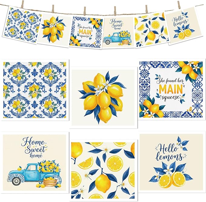 Lemons Swedish Dishcloths for Kitchen, 6 Pack Reusable Tiles Lemons Sponge Cleaning Cloths, Absorbent Dish Cloths Towels Wipes for Summer Kitchen Cooking Home Decoration Housewarming Gifts