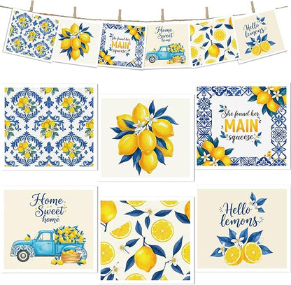 Lemons Swedish Dishcloths for Kitchen, 6 Pack Reusable Tiles Lemons Sponge Cleaning Cloths, Absorbent Dish Cloths Towels Wipes for Summer Kitchen Cooking Home Decoration Housewarming Gifts