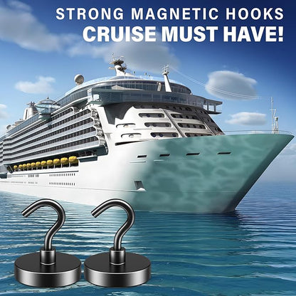 FINDMAG 10 Pack 110LBS Heavy Duty Magnetic Hooks for Hanging, Neodymium Magnet Hooks Strong Black Magnetic Hooks, Magnet with Hooks for Home, Kitchen, Bathroom, Office, School