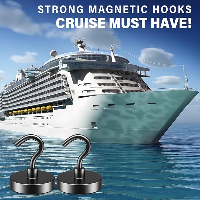FINDMAG Magnetic Hooks Heavy Duty, 50lb+ Strong Magnetic Hooks for Cruise Cabins, Heavy Duty Magnets with Hook for Refrigerator, Black Magnet Hook for Classroom Kitchen Home 2026 Cruise Essentials