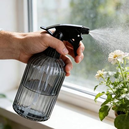 Glass Handheld Spray Bottle, 13.5oz Refillable Plant Mister Bottle 2 Pack, Water Spray Bottle with Adjustable Mist Nozzle for Outdoor Gardening, Indoor Flowers, Cleaning, Hair & Pets Care (Grey)
