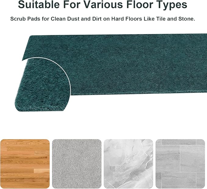 18in Reusable Scrub Mop Pads: 6 Pack Washable and Scrubbing Replacement Pads Compatible with Bona, Rubbermaid and Libman Microfiber Mops