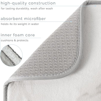 S&T INC. Dish Drying Mat XL, 18” x 24”, Absorbent Microfiber Kitchen Counter Mat, Dish Drying Pad for Dishes, Utensils, Pots and Pans, Extra Large, Grey Stone