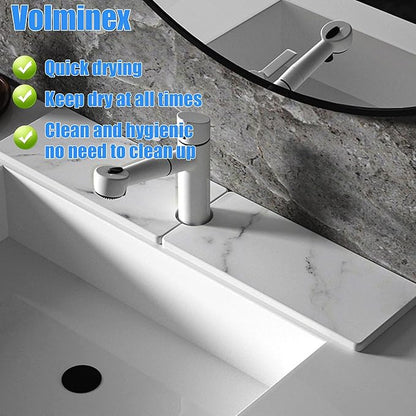 Kitchen Sink Faucet Mat, Diatomaceous Earth Quick Dry Sink Splashback Drying Mat, Kitchen Faucet Super Absorbent Mat, Quick-Drying Water Absorbing Stone Tray (Rose gold marble, 15.7" x 3.9")