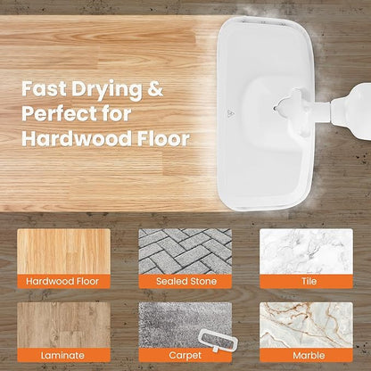 Sweetcrispy Steam Mop for Floor Cleaning,Lightweight Floor Steamer Cleaner for Hardwood/Tile/Laminate Floors Carpet, 2 Washable Pad, White and Green