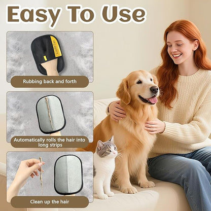 2 Pack Pet Hair Removal Gloves[Upgraded Thickened Version], Reusable Electrostatic Pet Hair Remover for Dog & Cat Hairfor Couch, Furniture, Car Seat, Carpet, Clothing (Black-up)