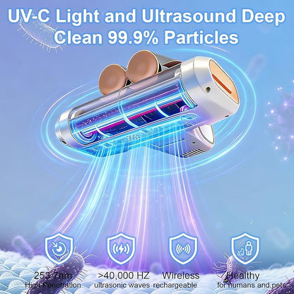 Cordless Mattress Vacuum Cleaner with UV-C Light - Advanced Dust Removal & Deep Cleaning Technology for Beds, Sofas, Carpets, Pet Hair and Household Dust, Handheld sofa Vacuum Cleaner for Home Use