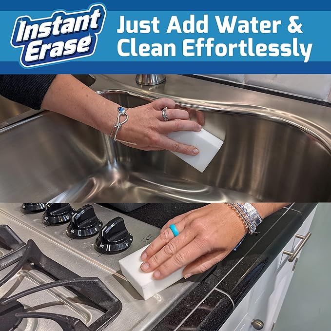 21 Pack Instant Erase XL Magic Cleaning Eraser Sponges - USA Converted and Packaged! Great for Bathtub, Floor Baseboard, and Walls. Multi-Surface Melamine Sponge Pads