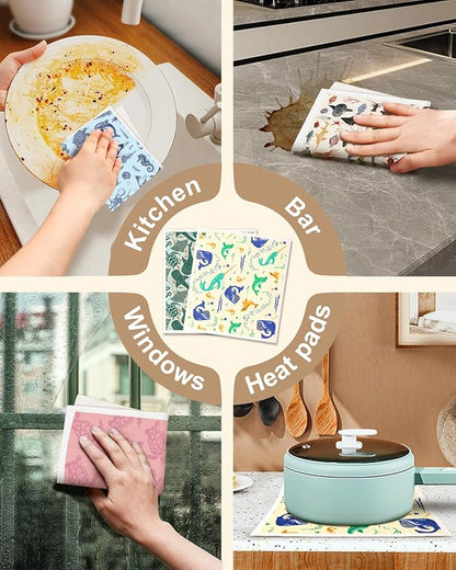 Miss Adola Swedish Dishcloths for Kitchen with Hooks - Reusable Dish Cloths for Washing Dishes Fast Drying Cute Fun 5 Pack Swedish Dish Towels Washable Cleaning Sponge, Deep Sea Fish