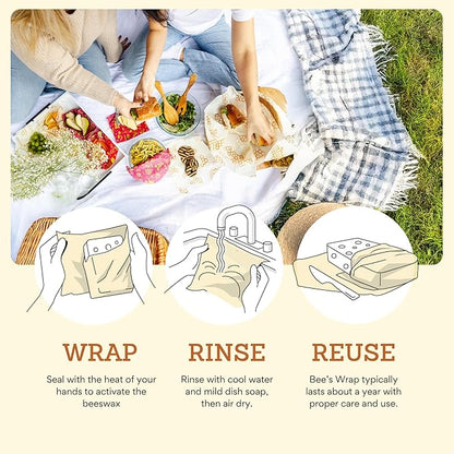 Bee's Wrap Beeswax Wraps for Bread - Beeswax Bread Wrap for Sourdough & Bread Storage - Plastic Free Made in USA Reusable Natural Food Wrap - Botanical