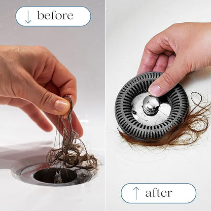 Hair Catcher for Shower Drain & Bathtub – TubRing Pop-Up Drain Protector & Strainer, Reusable Silicone Stopper for Bathroom Clog Prevention, Fits 1.85"–2.16" Drains | Charcoal Gray