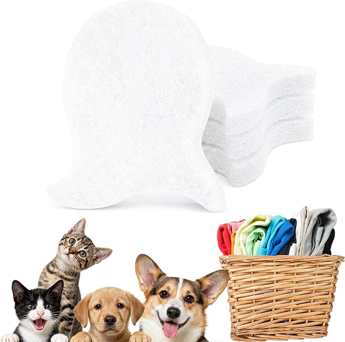Pet Hair Remover for Laundry,Reusable Dog & Cat Hair Catcher for Washing Machine & Dryer,Effectively Removes Fur,Lint and Dander from Bedding,Clothes(4Pcs White)