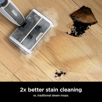 Shark Steam Pickup 3-in-1 Steam Mop Picks Up Debris, Deep Scrubs, & Steam Sanitizes - All At Once, Lightweight Steam Cleaner for Home, Steam Cleaner for Hardwood, Tile & Laminate, White, SD205CCO (Renewed)