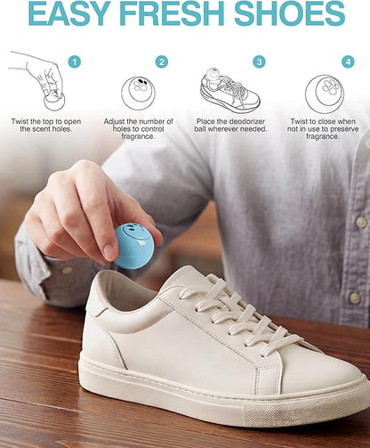 Jevvu Shoe Deodorizer Balls, 10 Pack Odor Eliminator for Shoes, Sneakers, Boots, Gym Bags and Lockers